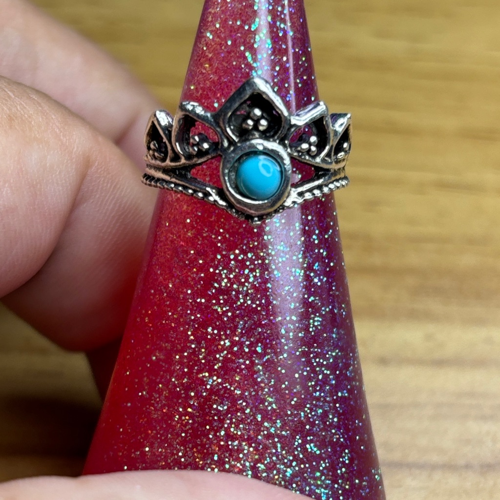 Fashion Jewelry Silver And Blue Gem Ring